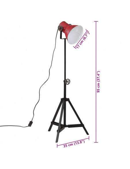 Lampada da Terra 25 W Rosso Anticato 35x35x65/95 cm E27