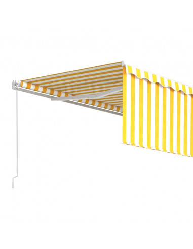 Tenda Sole Retrattile Manuale con Parasole 4x3m Gialla Bianca