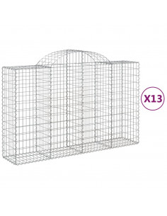 Cesti Gabbioni ad Arco 13 pz 200x50x120/140 cm Ferro Zincato 2