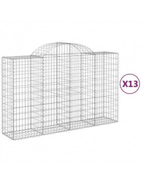 Cesti Gabbioni ad Arco 13 pz 200x50x120/140 cm Ferro Zincato