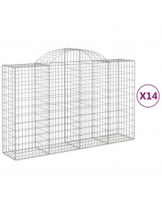 Cesti Gabbioni ad Arco 14 pz 200x50x120/140 cm Ferro Zincato 2