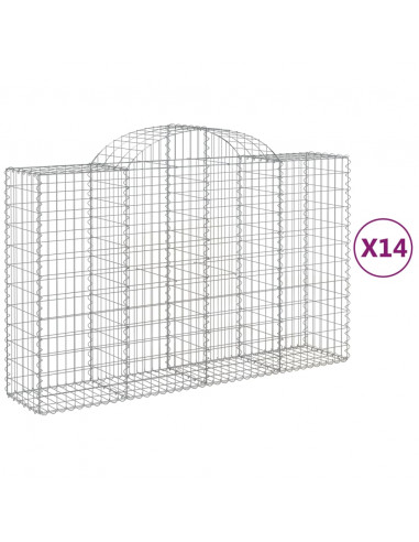 Cesti Gabbioni ad Arco 14 pz 200x50x120/140 cm Ferro Zincato