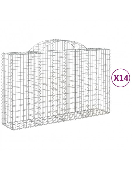 Cesti Gabbioni ad Arco 14 pz 200x50x120/140 cm Ferro Zincato