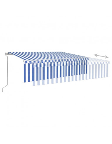Tenda Sole Retrattile Automatica con Parasole 6x3m Blu Bianco