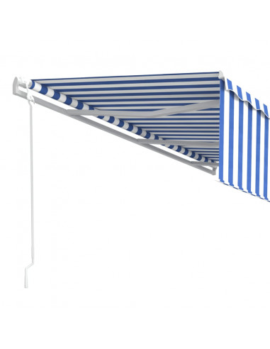 Tenda Sole Retrattile Automatica con Parasole 6x3m Blu Bianco