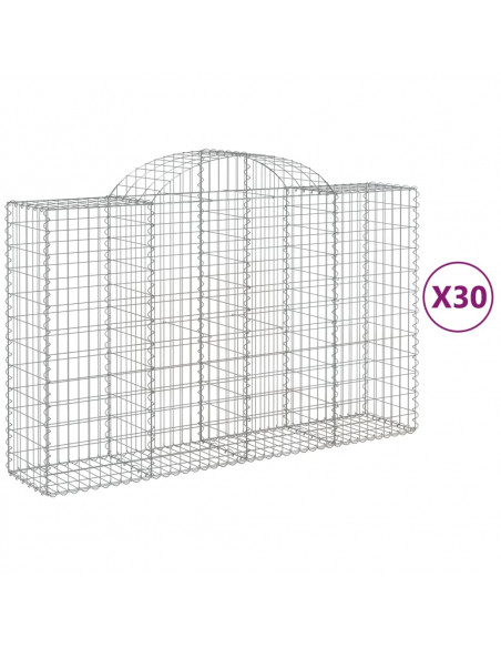 Cesti Gabbioni ad Arco 30 pz 200x50x120/140 cm Ferro Zincato