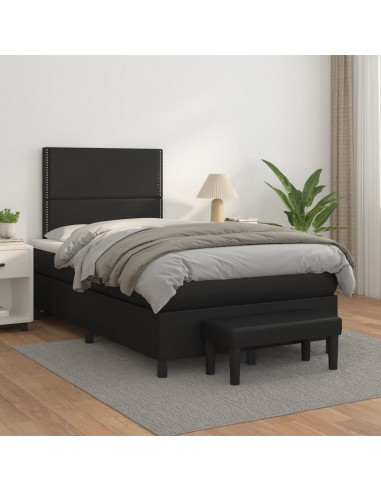 Giroletto a Molle con Materasso Nero 120x190 cm in Similpelle