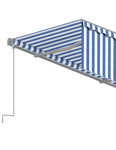 Tenda Sole Retrattile Automatica con Parasole 4,5x3m Blu Bianco