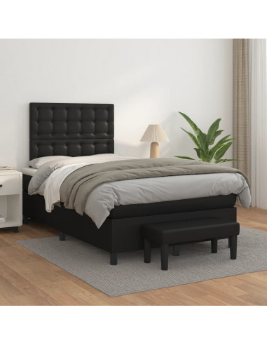 Giroletto a Molle con Materasso Nero 120x190 cm in Similpelle