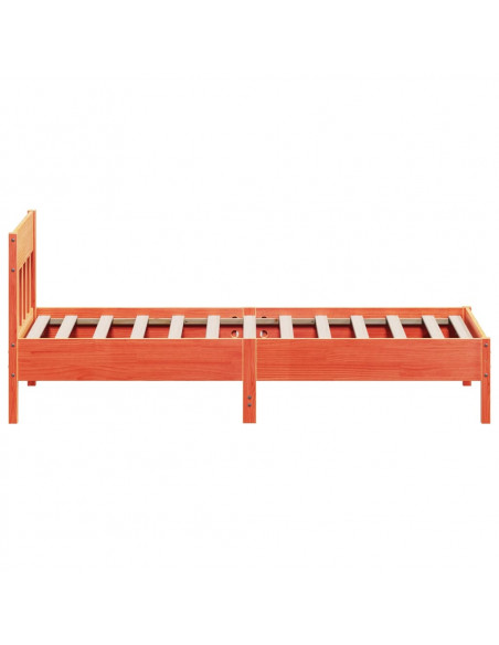 Giroletto con Testiera Marrone Cera 75x190 cm Massello Pino