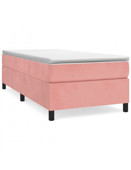 Giroletto a Molle con Materasso Rosa 90x190 cm in Velluto