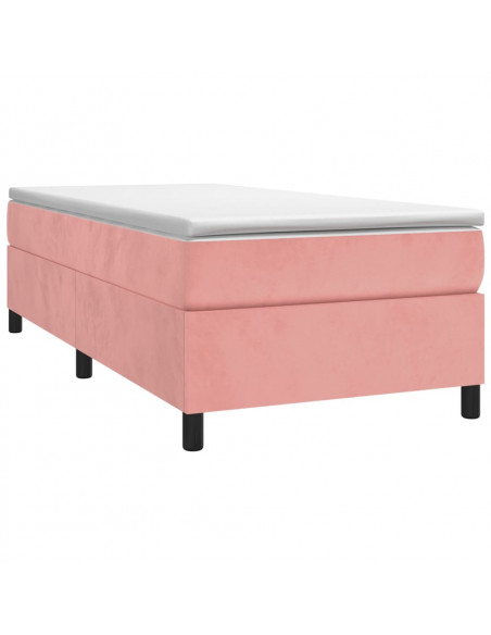 Giroletto a Molle con Materasso Rosa 90x190 cm in Velluto