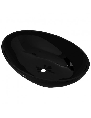 Lavello in Ceramica di Lusso Nero Ovale 40 x 33 cm