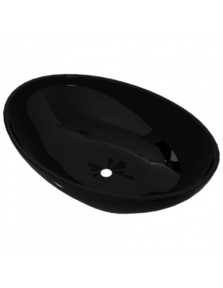Lavello in Ceramica di Lusso Nero Ovale 40 x 33 cm