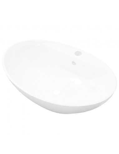 Lavabo Ceramica Lusso Ovale Foro di Scarico e Foro Rubinetto
