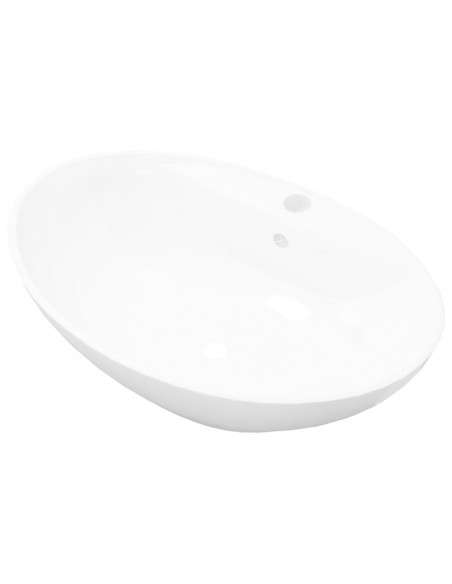 Lavabo Ceramica Lusso Ovale Foro di Scarico e Foro Rubinetto