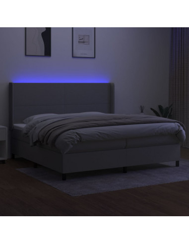 Letto a Molle Materasso e LED Grigio Chiaro 200x200 cm Tessuto
