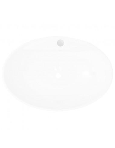 Lavabo Ceramica Lusso Ovale Foro di Scarico e Foro Rubinetto