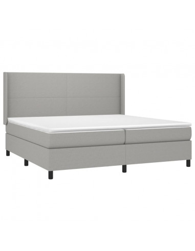 Letto a Molle Materasso e LED Grigio Chiaro 200x200 cm Tessuto