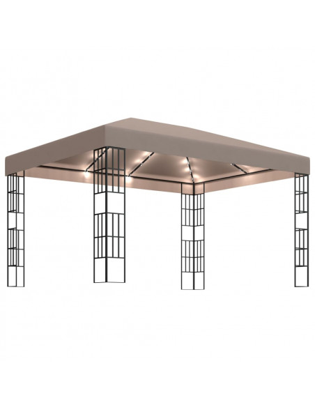 Gazebo con Luci a Stringa LED 4x3 m Grigio Talpa