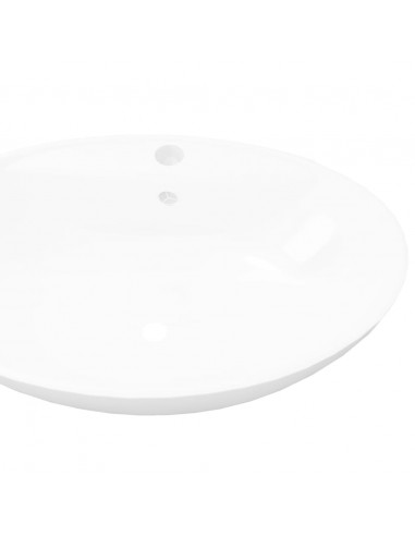 Lavabo Ceramica Lusso Ovale Foro di Scarico e Foro Rubinetto