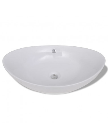 Lavello Ovale in Ceramica di Lusso con Troppopieno 59 x 38,5 cm