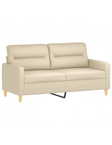 Set di Divani 3 pz con Cuscini Crema in Tessuto