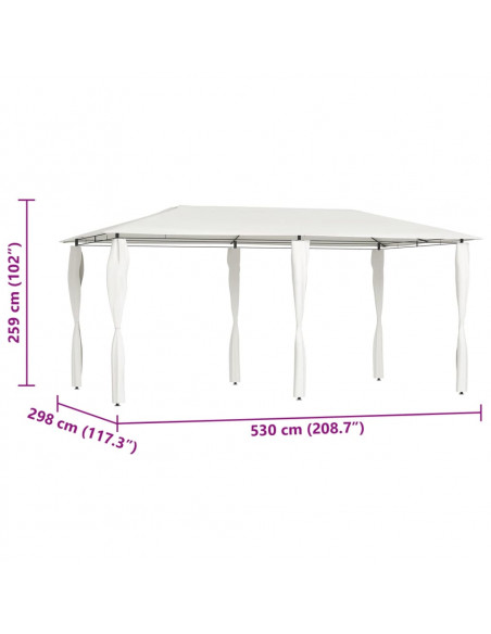 Gazebo con Montanti Rivestiti 3x6x2,6 m Crema 160 g/m²