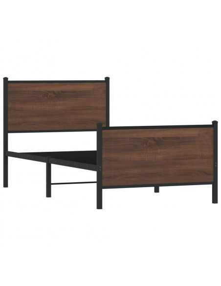Giroletto Testiera e Pediera Metallo Rovere Marrone 75x190 cm