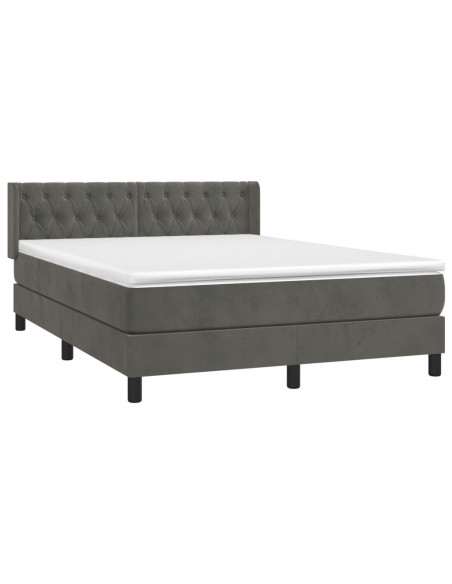 Giroletto a Molle con Materasso Grigio Scuro 140x190 cm Velluto