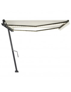 Tenda da Sole Retrattile Manuale con LED 400x350 cm Crema 2