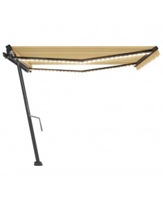 Tenda da Sole Retrattile Manuale LED 400x350 cm Giallo Bianco 2