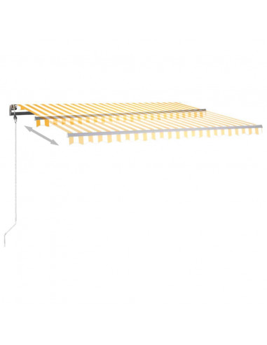 Tenda da Sole Retrattile Manuale LED 400x350 cm Giallo Bianco