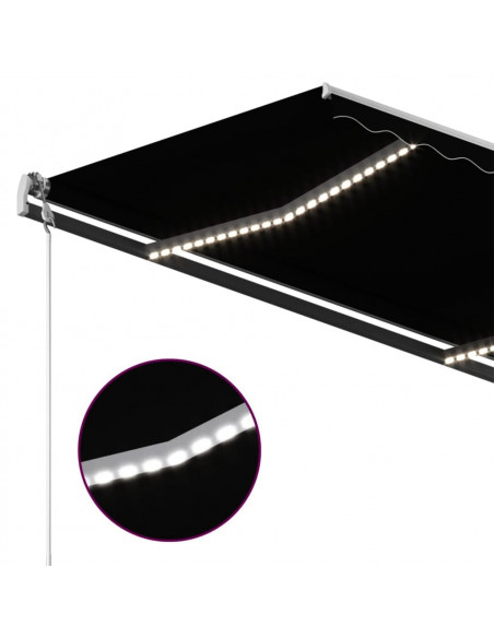 Tenda da Sole Retrattile Manuale con LED 400x350 cm Antracite