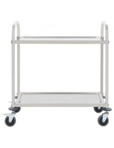 Carrello da Cucina a 2 Livelli 96,5x55x90 cm in Acciaio Inox