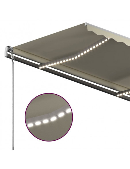 Tenda da Sole Retrattile Manuale LED 450x350 cm Crema