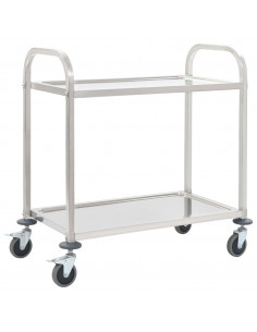 Carrello da Cucina a 2 Livelli 95x45x83,5 cm in Acciaio Inox 2
