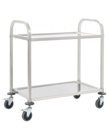 Carrello da Cucina a 2 Livelli 95x45x83,5 cm in Acciaio Inox