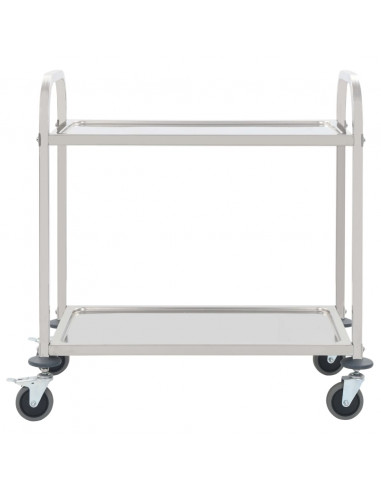 Carrello da Cucina a 2 Livelli 95x45x83,5 cm in Acciaio Inox