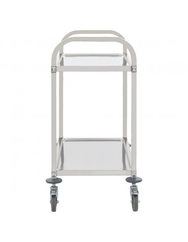 Carrello da Cucina a 2 Livelli 95x45x83,5 cm in Acciaio Inox