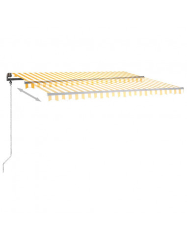 Tenda da Sole Retrattile Manuale LED 450x350 cm Gialla Bianca