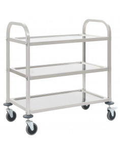 Carrello da Cucina a 3 Livelli 95x45x83,5 cm in Acciaio Inox 2