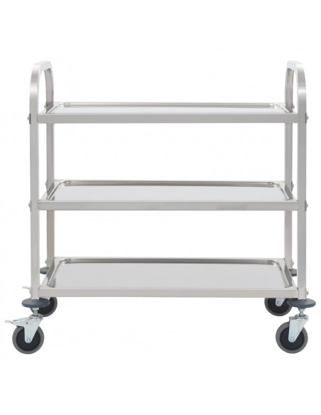 Carrello da Cucina a 3 Livelli 95x45x83,5 cm in Acciaio Inox