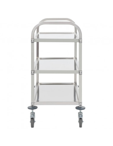 Carrello da Cucina a 3 Livelli 95x45x83,5 cm in Acciaio Inox
