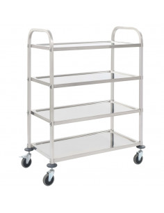 Carrello da Cucina a 4 Livelli 107x55x125 cm in Acciaio Inox 2
