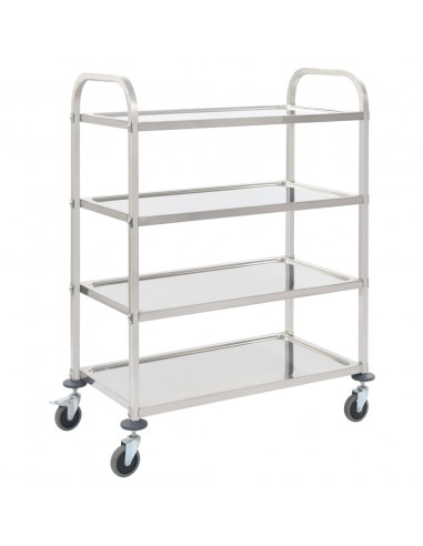 Carrello da Cucina a 4 Livelli 107x55x125 cm in Acciaio Inox