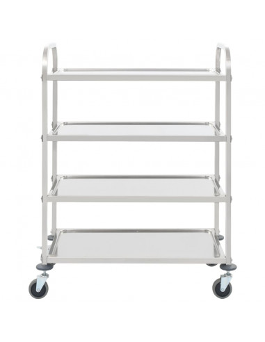 Carrello da Cucina a 4 Livelli 107x55x125 cm in Acciaio Inox