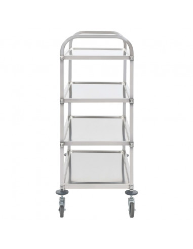 Carrello da Cucina a 4 Livelli 107x55x125 cm in Acciaio Inox