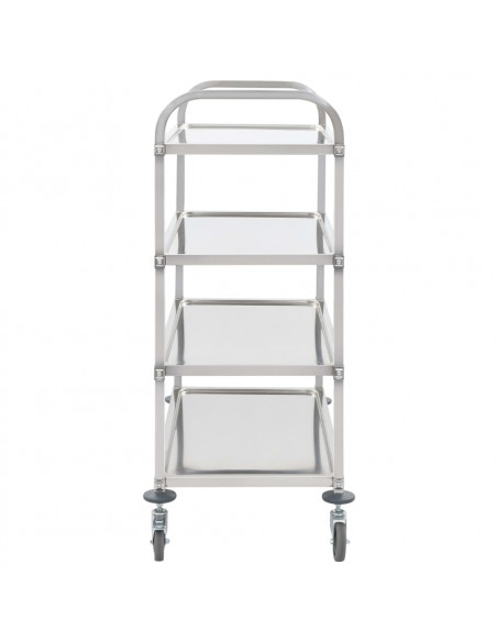 Carrello da Cucina a 4 Livelli 107x55x125 cm in Acciaio Inox