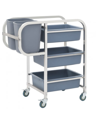 Carrello da Cucina con Contenitori in Plastica 82x43,5x93 cm